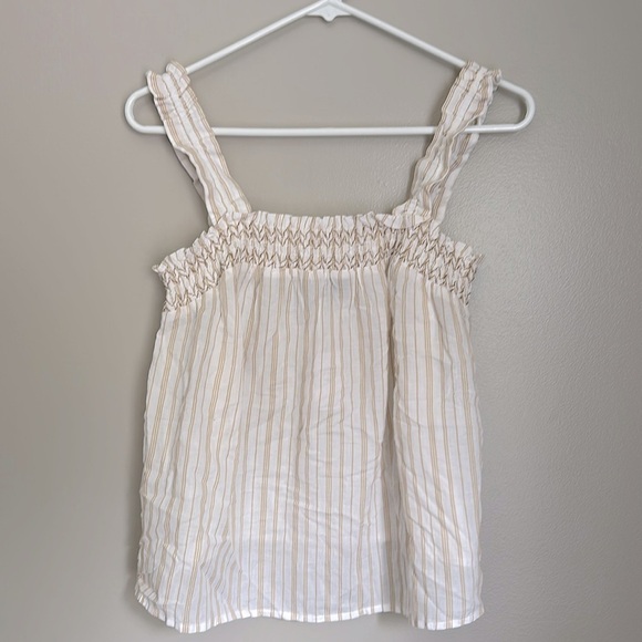 Banana Republic striped ruffle smock neck top - Picture 2 of 4